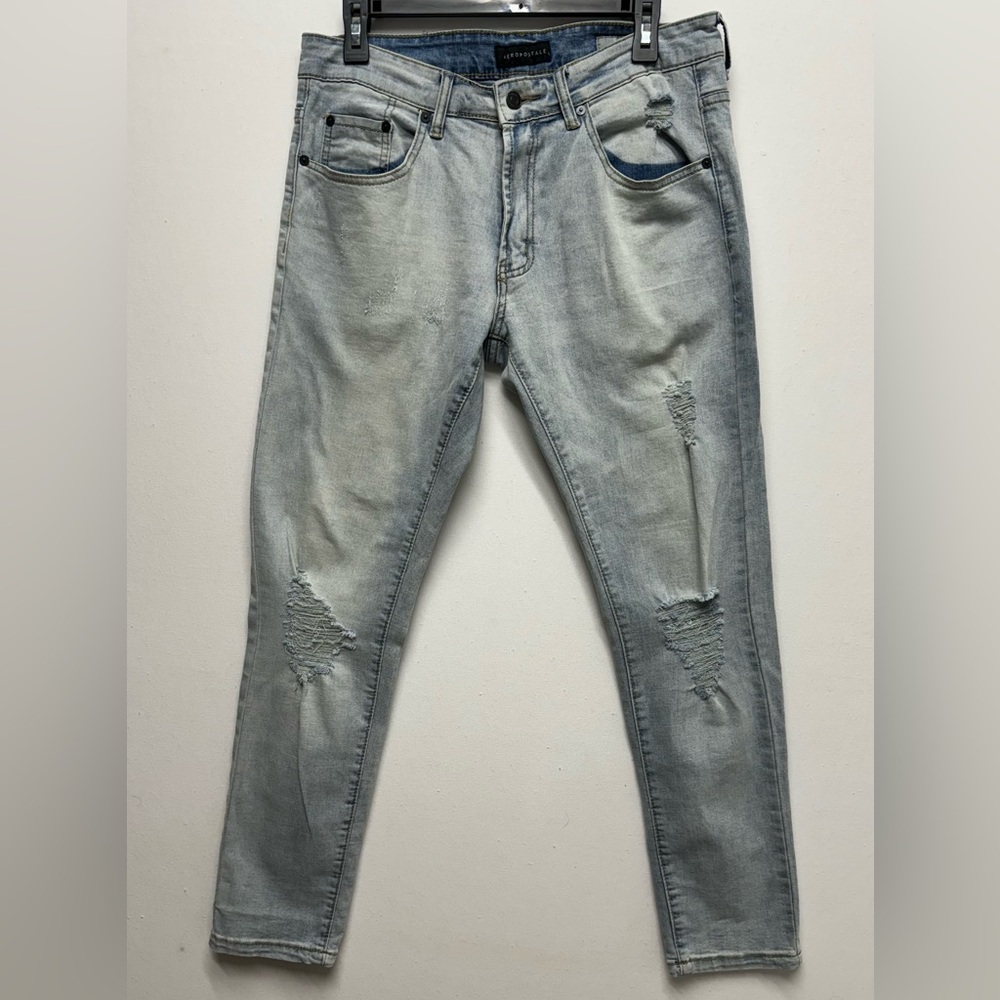 Aeropostale Men’s Super Skinny Light Wash Distressed Denim Jeans Size 32x30